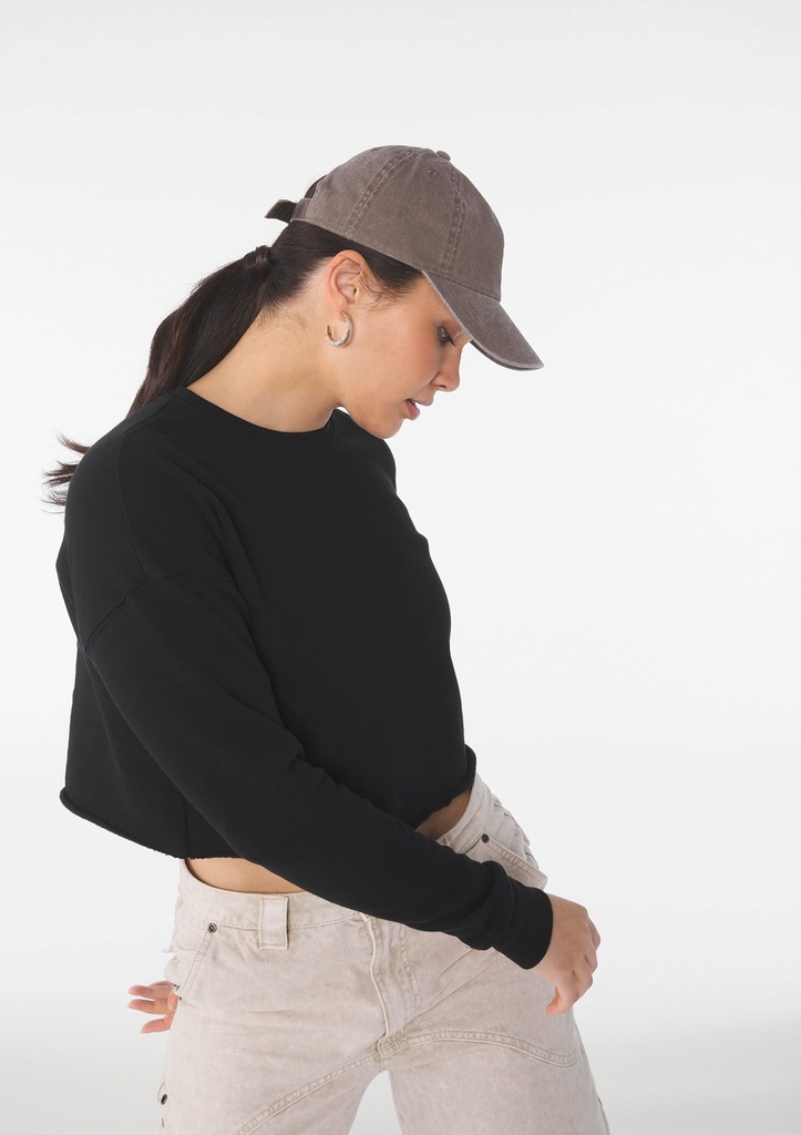 [BE7503-DustyBlue-S] BE7503 - Sweat-shirt crop femme - DustyBlue (S)