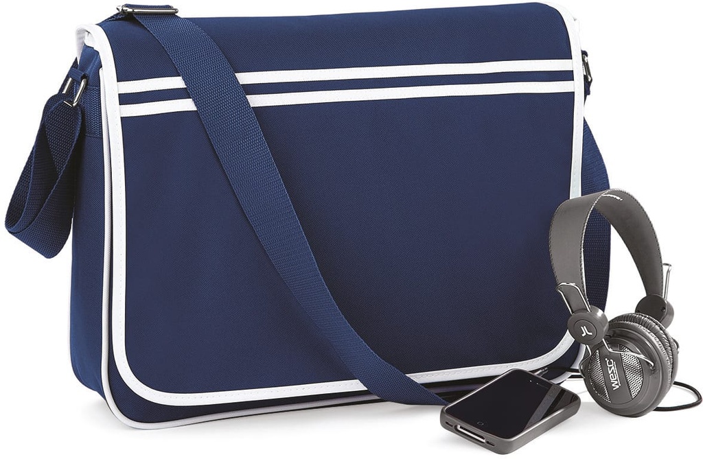 [BG71-FrenchNavy_White-OneSize] BG71 - Sac messenger rétro - FrenchNavy_White