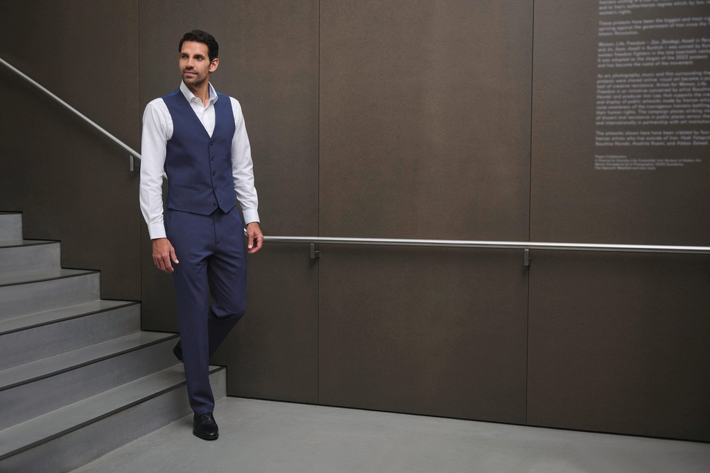 [BT1914-Denim-XS] BT1914 - Gilet homme George coupe cintrée - Denim (XS)
