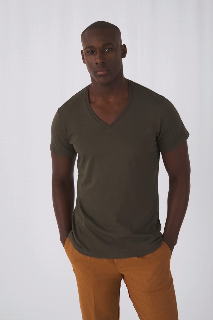 [CGTM044-Navy-S] CGTM044 - T-shirt BIO Inspire col V Homme  - Navy (S)
