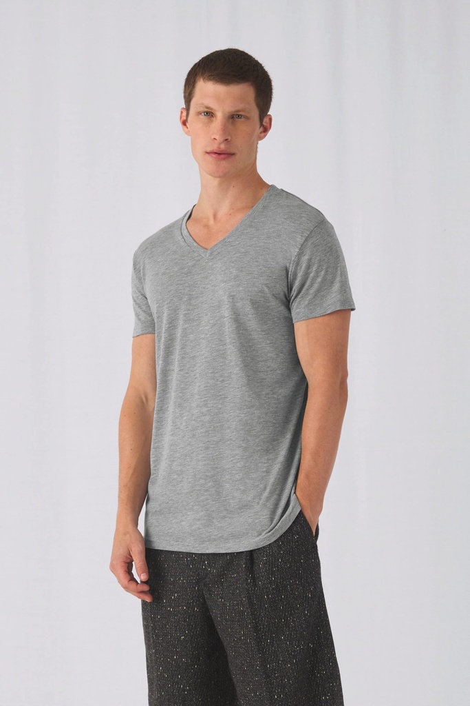 [CGTM057-White-S] CGTM057 - T-shirt Triblend col V Homme - White (S)