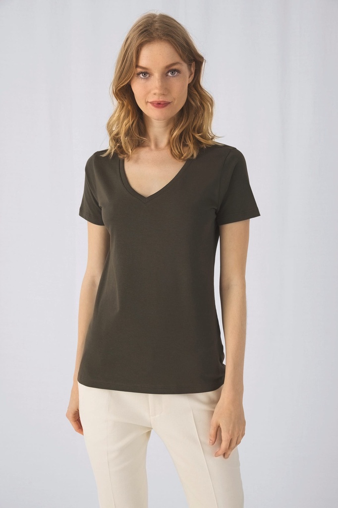 [CGTW045-Navy-XS] CGTW045 - T-shirt Organic Inspire col V Femme - Navy (XS)