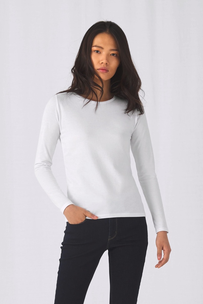 [CGTW08T-White-XS] CGTW08T - T-shirt manches longues femme #E190 - White (XS)