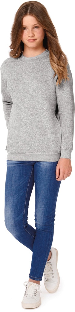 [CGWK680-HeatherGrey-7/8ans] CGWK680 - Sweat-shirt enfant col rond - HeatherGrey (7/8 ANS)