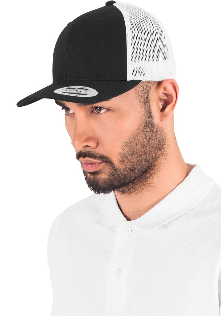 [FL6606T-Navy_Silver-OneSize] FL6606T - Casquette retro trucker bicolore - Navy_Silver