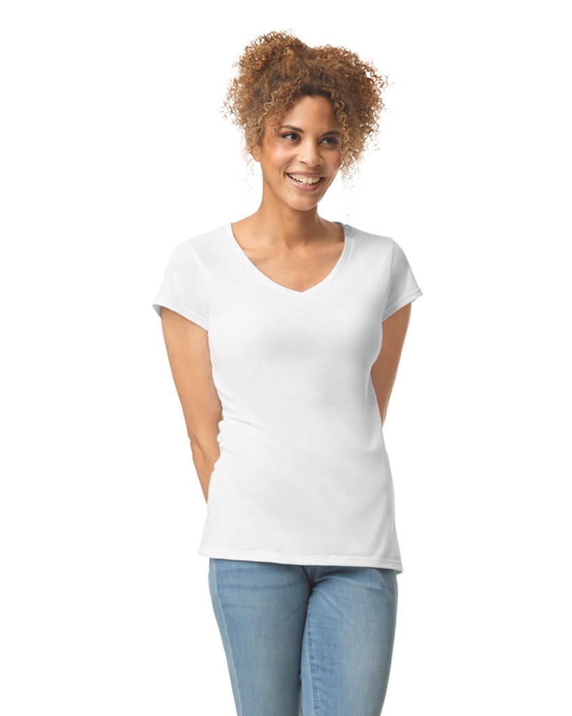 [GI64V00L-RoyalBlue-S] GI64V00L - T-shirt femme col v Softstyle - RoyalBlue (S)