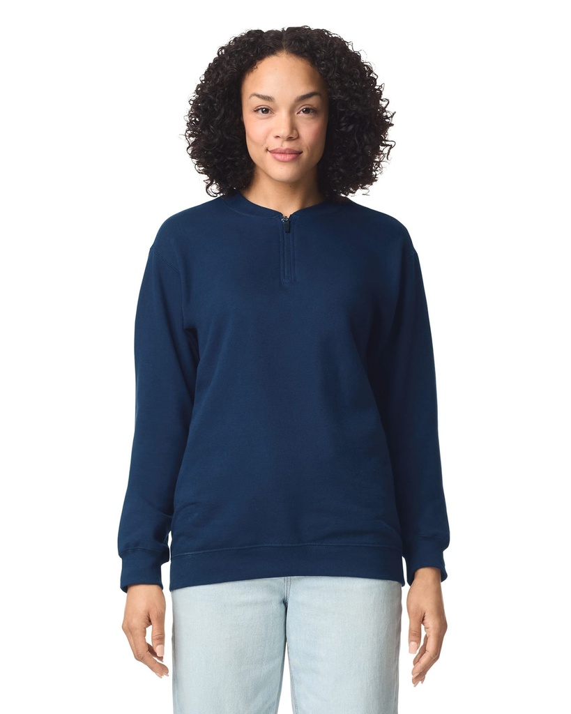 [GISF008-Black-S] GISF008 - Sweat-shirt en molleton 1/4 zip - Black (S)