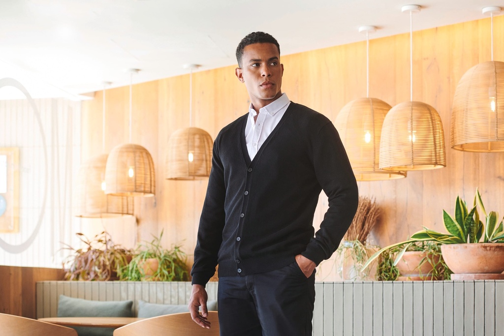 [H722-Black-S] H722 - Cardigan homme - Black (S)