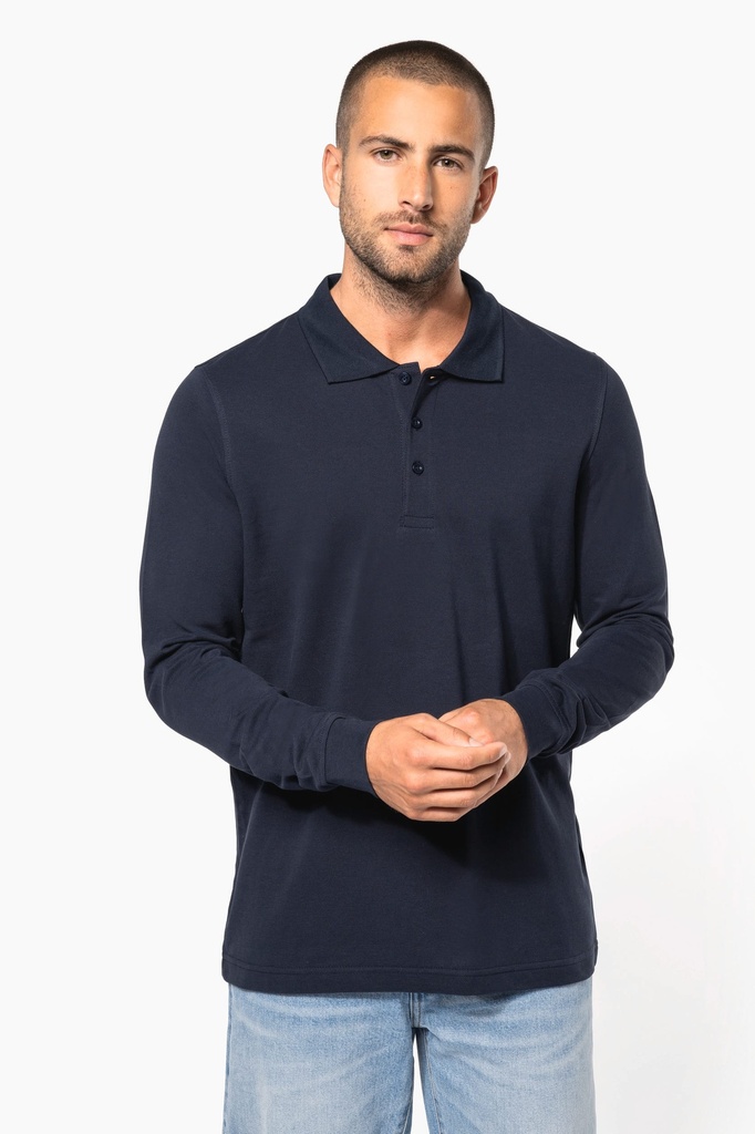[K256-Red-S] K256 - Polo piqué manches longues homme - Red (S)