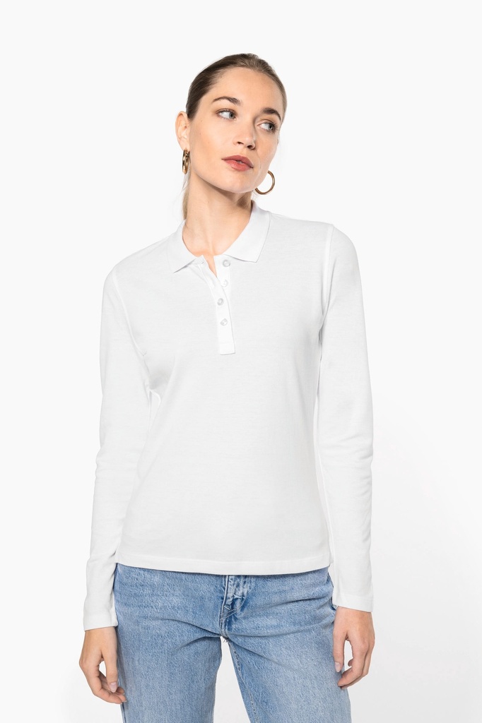 [K257-Red-XS] K257 - Polo piqué manches longues femme - Red (XS)