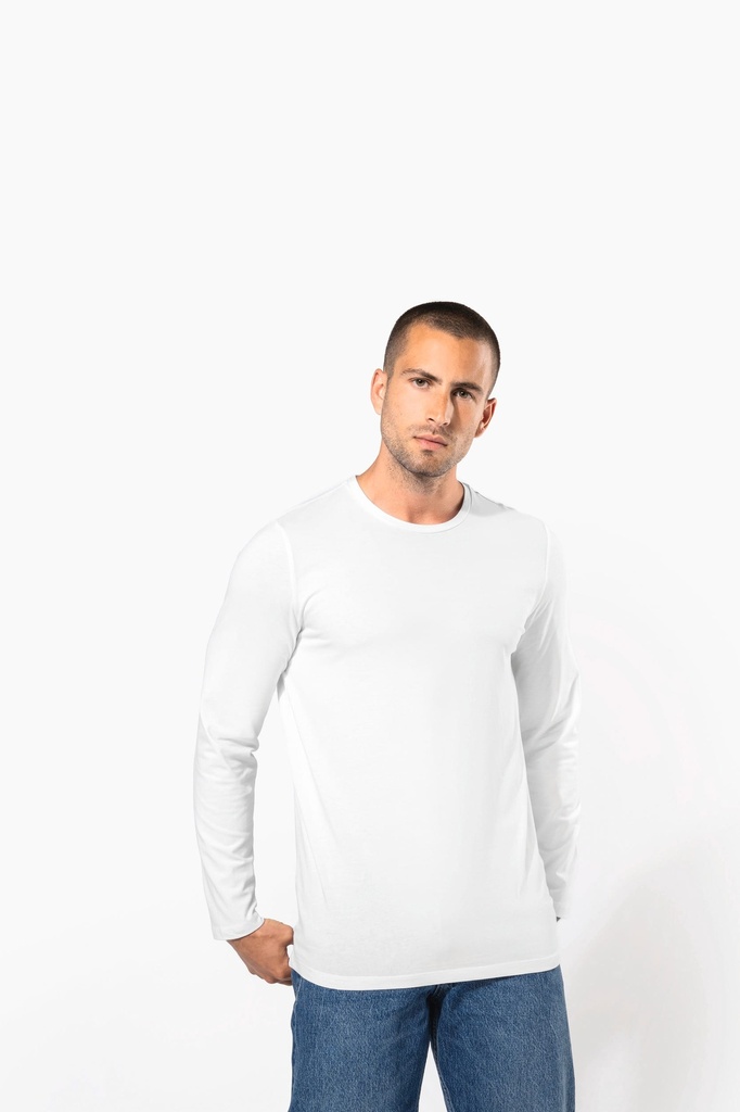 [K3016-Navy-S] K3016 - T-shirt col rond manches longues homme - Navy (S)