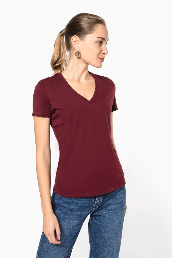 [K3029IC-Wine-XS] K3029IC - T-shirt BIO150 IC col V femme - Wine (XS)