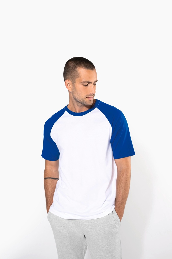 [K330-Orange_LightGrey-S] K330 - Baseball > t-shirt bicolore manches courtes - Orange_LightGrey (S)