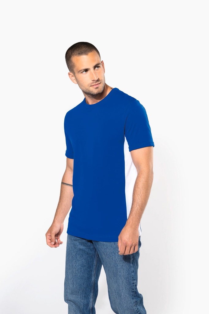 [K340-Navy_SkyBlue-S] K340 - Tiger > t-shirt bicolore manches courtes - Navy_SkyBlue (S)