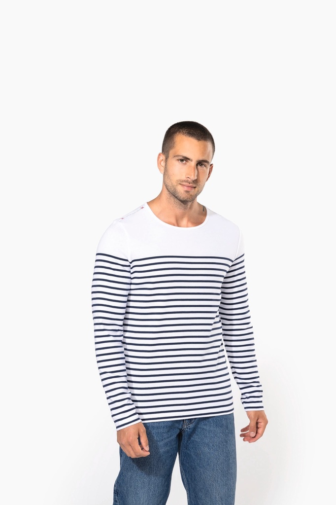 [K366-White_NavyStripes-S] K366 - Marinière manches longues homme - White_NavyStripes (S)