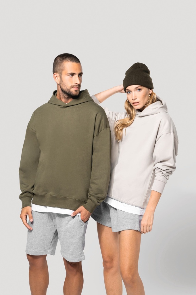 [K4018-Wine-2XS] K4018 - Sweatshirt à capuche molleton oversize unisexe - Wine (2XS)