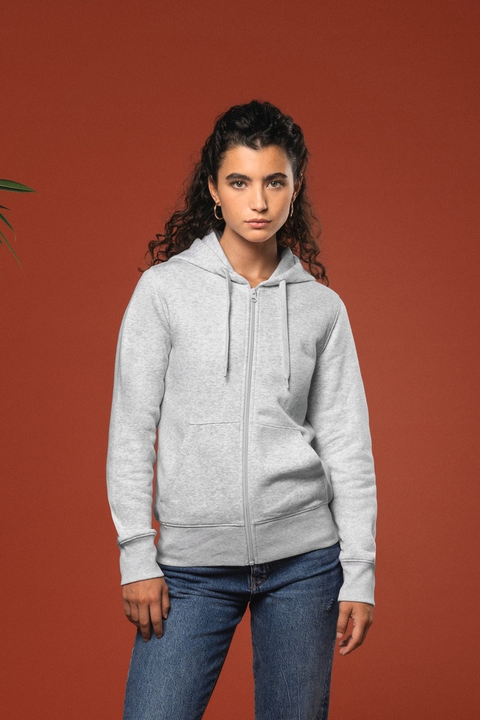 K4031 - Sweat-shirt écoresponsable zippé à capuche femme - OxfordGrey
