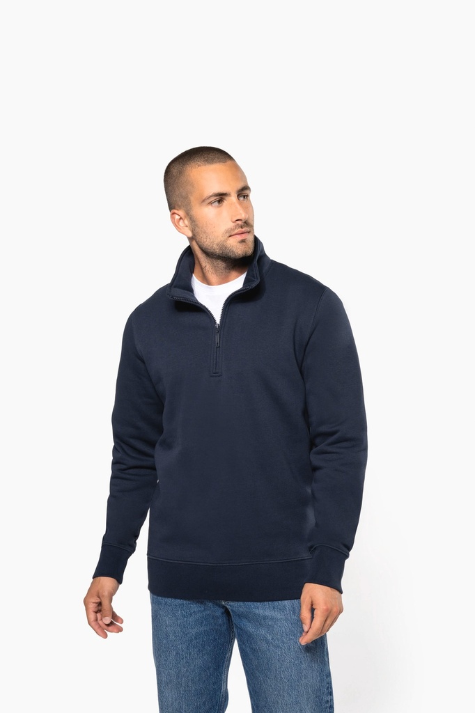 [K487-ForestGreen-XS] K487 - Sweat-shirt col zippé homme - ForestGreen (XS)