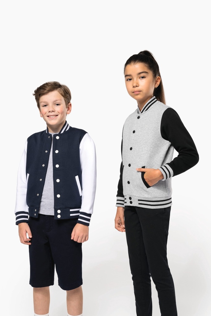 [K498-Red_White-12/14ans] K498 - Blouson molleton teddy enfant - Red_White (12/14 ANS)