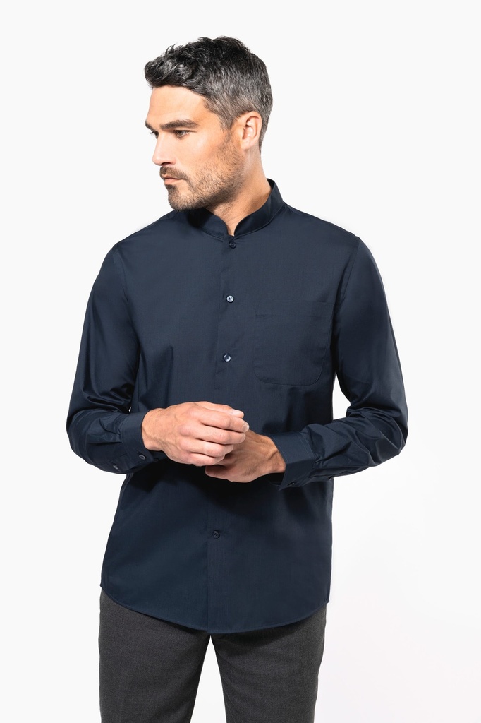 [K515-Wine-S] K515 - Chemise col mao manches longues - Wine (S)