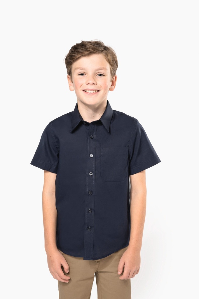 [K520-White-12/14ans] K520 - Chemise popeline manches courtes enfant - White (12/14 ANS)