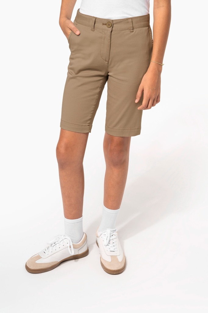 [K7008-Camel-10ans] K7008 - Bermuda chino fille - Camel (10 ans)