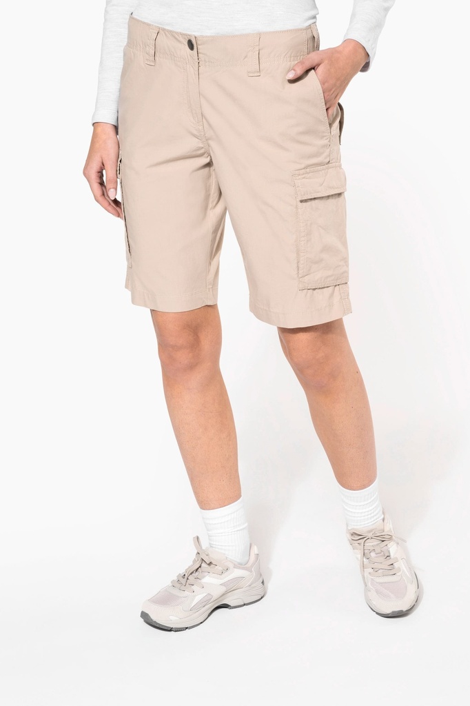 [K756-Beige-44FR] K756 - Bermuda léger multipoches femme - Beige (44FR)