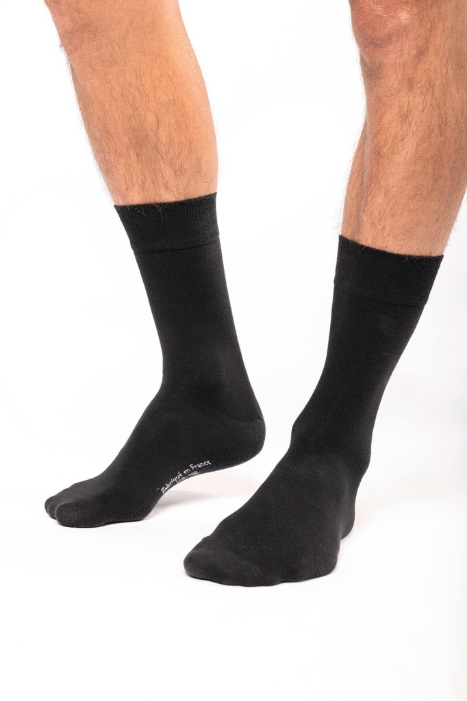 [K818-Black-39/42EU] K818 - Chaussettes de ville mi-hautes coton Bio Origine France Garantie - Black (39/42EU)