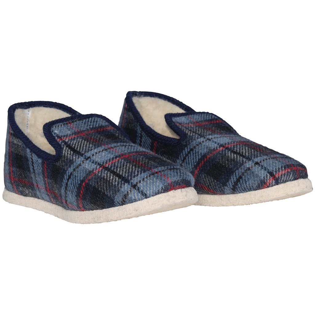 [K845-MarineChecked-45EU] K845 - Charentaises unisexe Made in France - MarineChecked (45EU)