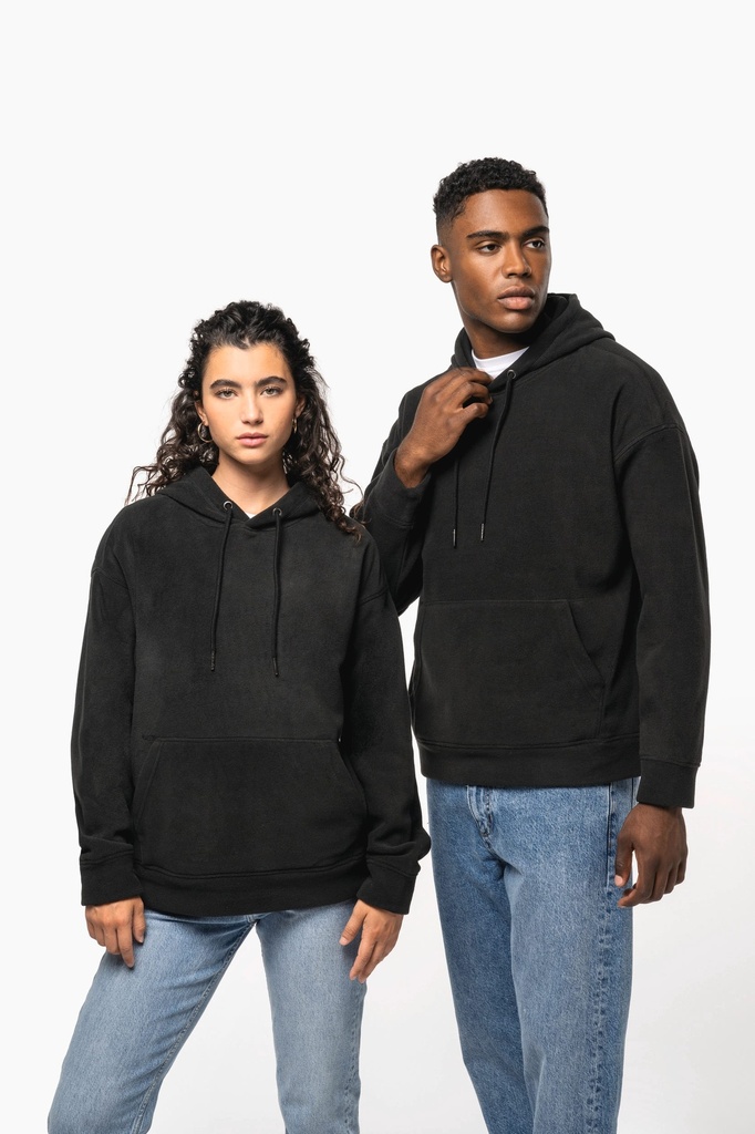 [K949-Navy-XS] K949 - Sweat-shirt à capuche oversize en micropolaire recyclée unisexe - Navy (XS)