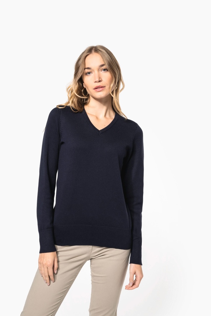 [K966-Red-XS] K966 - Pull col V femme - Red (XS)