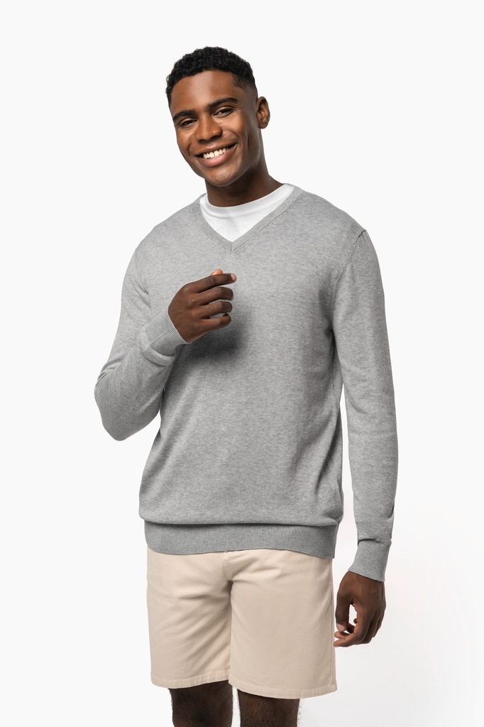 [K980-Navy-S] K980 - Pull col en V écoresponsable homme - Navy (S)