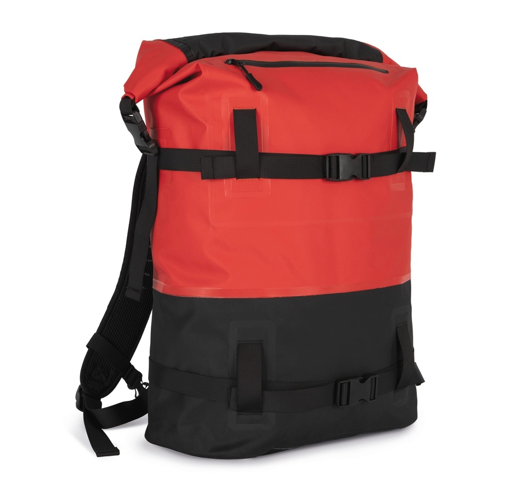 [KI0187-Red_Black-OneSize] KI0187 - Sac à dos imperméable avec sangles de compression - Red_Black