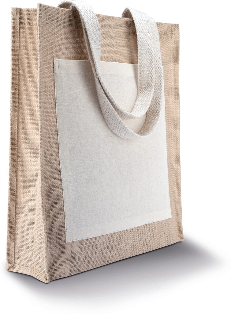 [KI0221-Black_Silver-OneSize] KI0221 - Sac shopping toile de jute - Black_Silver