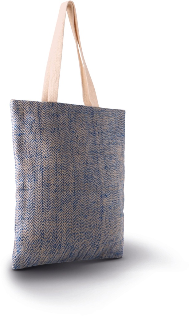 [KI0226-Natural_BlueInk-OneSize] KI0226 - Sac en toile de jute teint 100% naturel - Natural_BlueInk