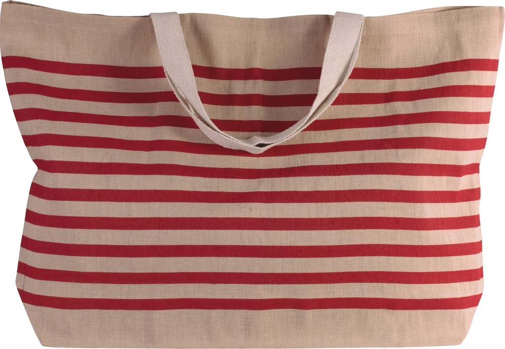 [KI0228-Natural_Navy-OneSize] KI0228 - Grand sac fourre-tout en juco - Natural_Navy