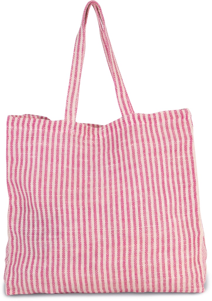 [KI0236-SteelGrey_Natural-OneSize] KI0236 - Sac shopping à rayures en juco - SteelGrey_Natural