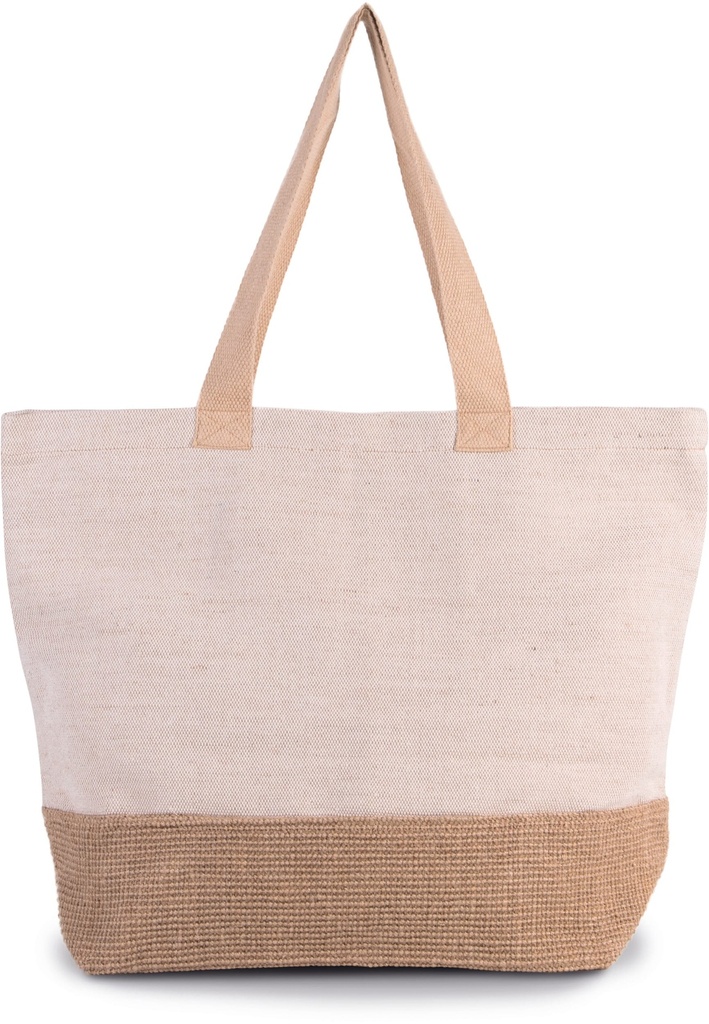 [KI0258-RusticNatural_Natural-OneSize] KI0258 - Sac de shopping fourre-tout esprit rustique - RusticNatural_Natural