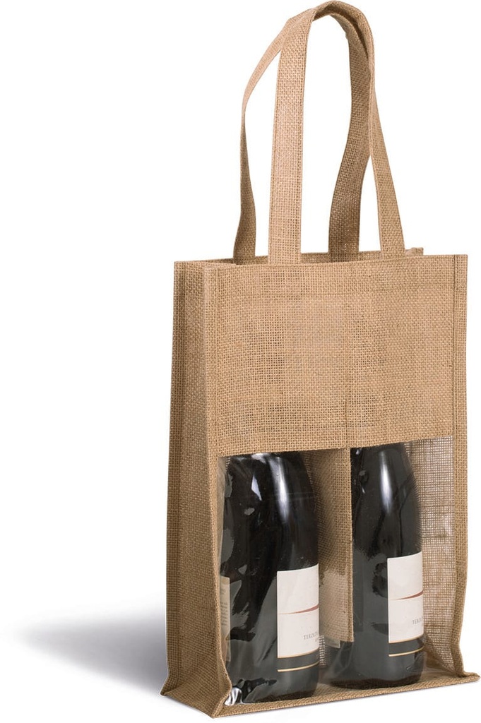 [KI0268-Natural_Gold-OneSize] KI0268 - Sac porte-bouteilles en jute - Natural_Gold