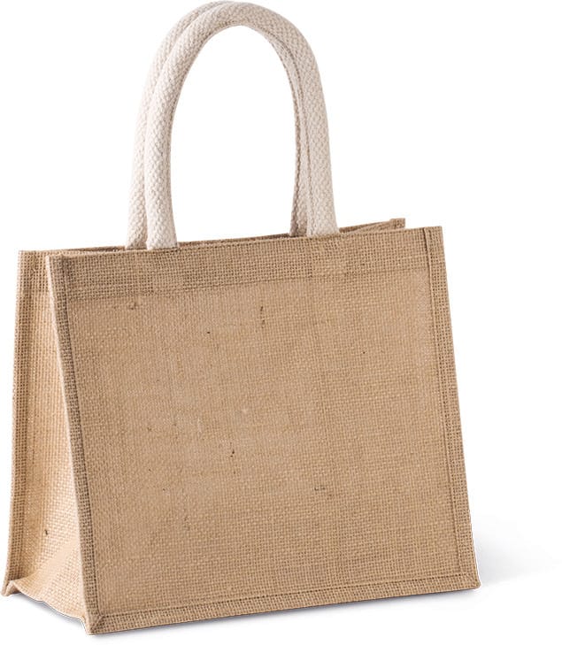 [KI0273-Black-OneSize] KI0273 - Sac style cabas en toile de jute - modèle moyen - Black