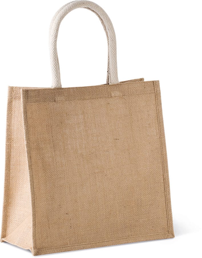 [KI0274-Black-OneSize] KI0274 - Sac style cabas en toile de jute - grand modèle - Black