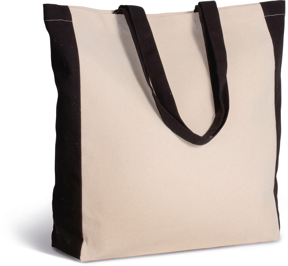 [KI0275-Natural_Black-OneSize] KI0275 - Sac cabas bicolore - Natural_Black