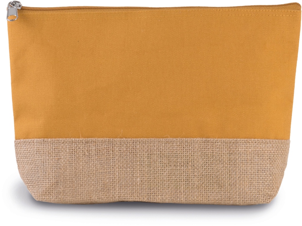 [KI0276-Navy_Natural-OneSize] KI0276 - Pochette en toiles de coton et jute - Navy_Natural