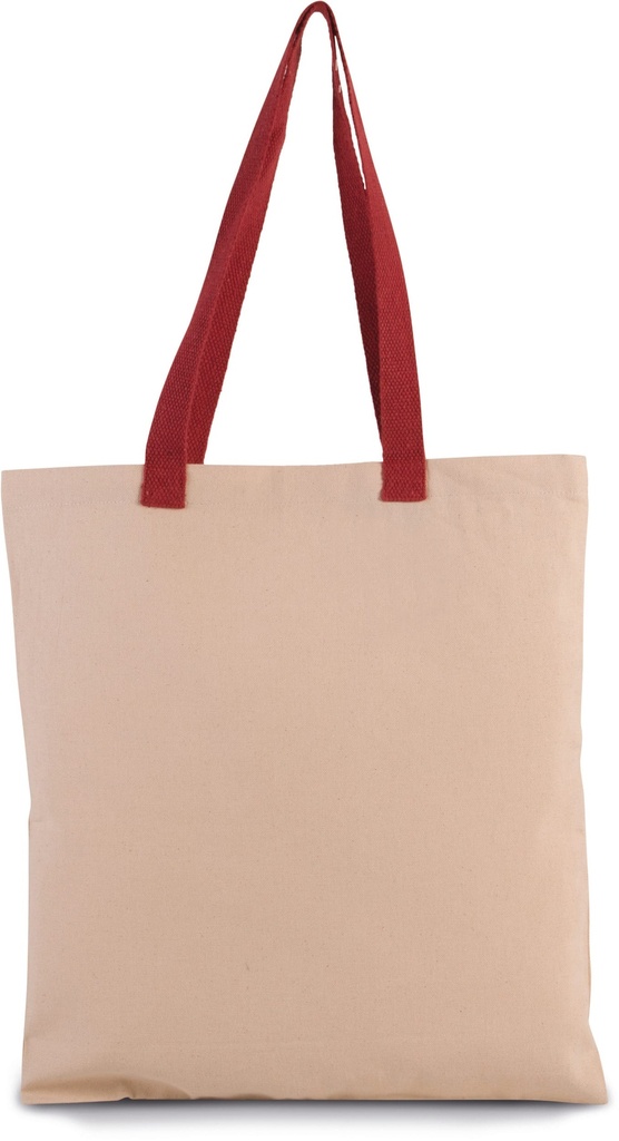 [KI0277-Natural_Yellow-OneSize] KI0277 - Sac shopping plat en toile avec poignées contrastées - Natural_Yellow