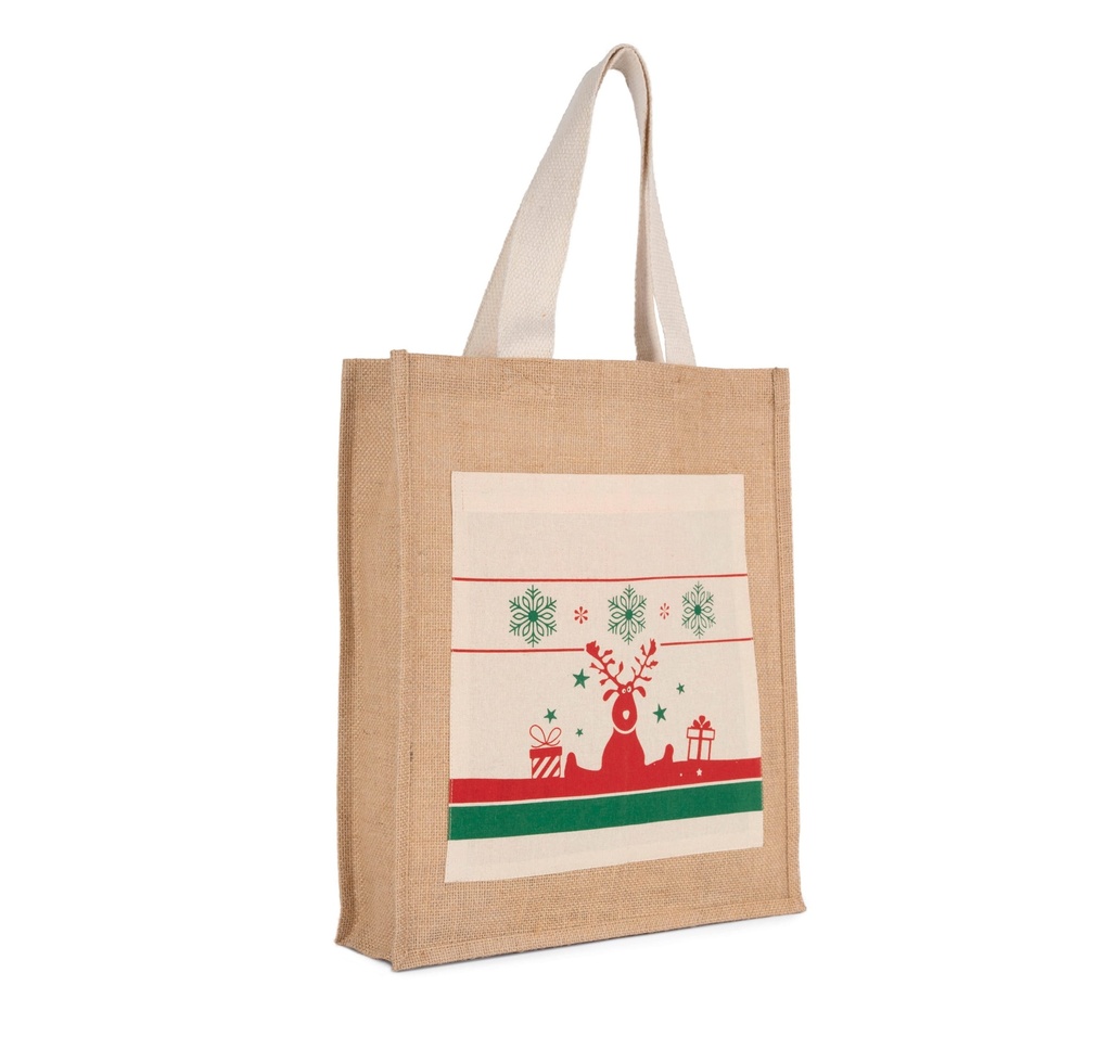 [KI0732-Natural-OneSize] KI0732 - Sac shopping avec motifs de Noël - Natural