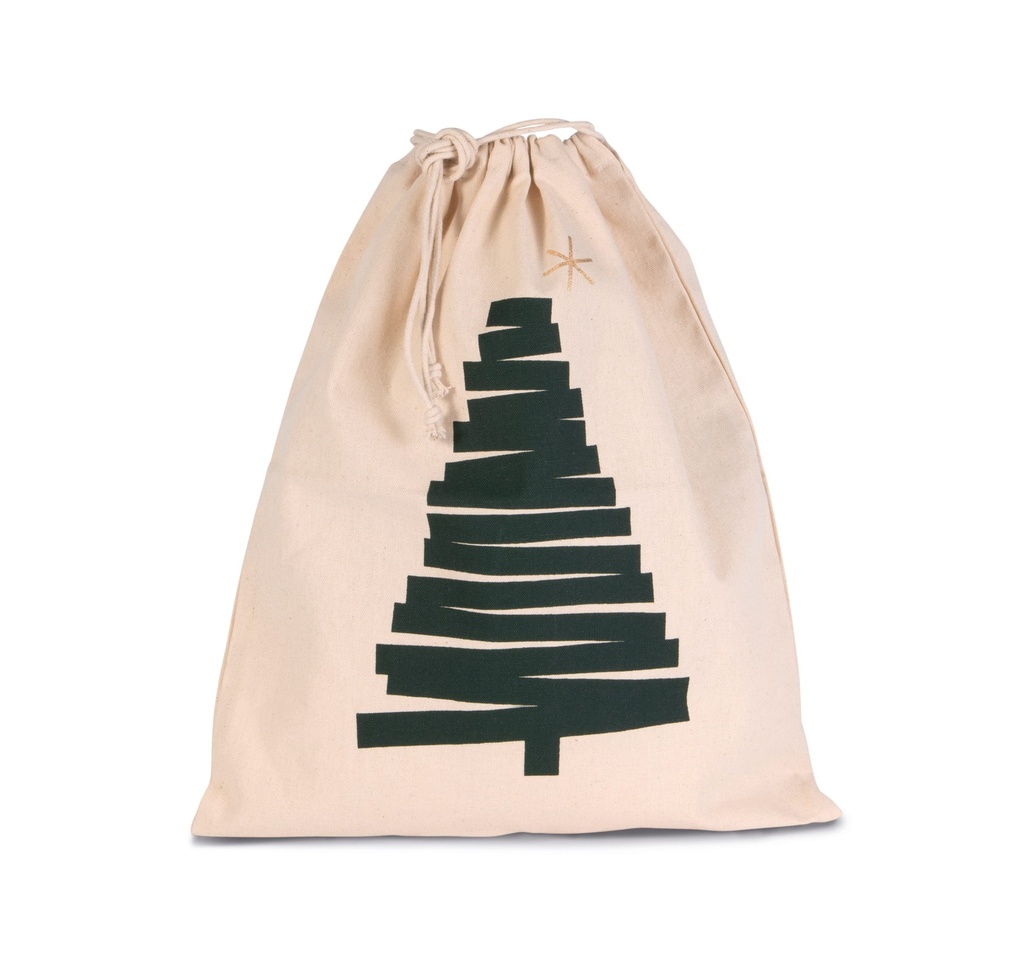 [KI0746-CherryRed-OneSize] KI0746 - Sac coton à cordon motif sapin - CherryRed