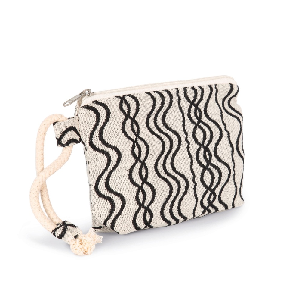 [KI5704-WavedBlack-OneSize] KI5704 - Pochette zippée recyclée - Motif vague - WavedBlack