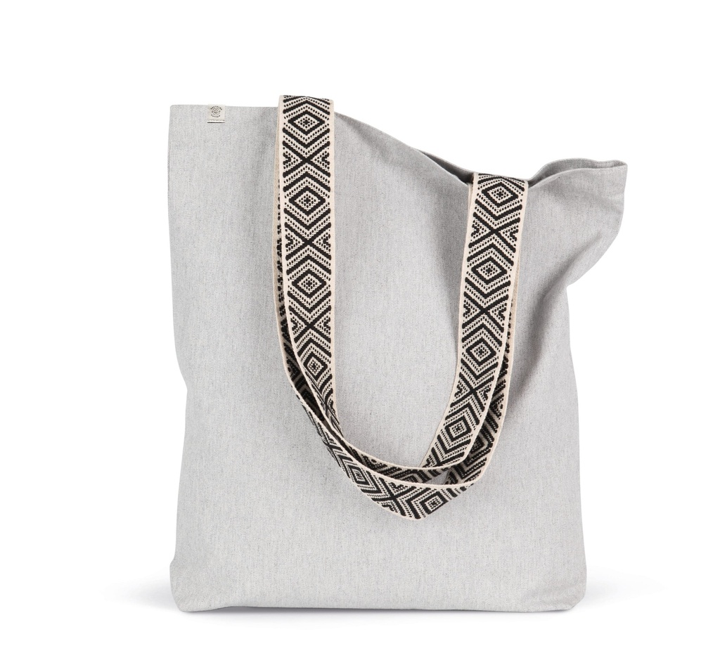 [KINS117-Ecume_EthnicBlue-OneSize] KINS117 - Sac shopping recyclé  - Ecume_EthnicBlue