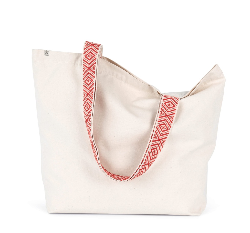 [KINS118-Ecume_EthnicRed-OneSize] KINS118 - Grand sac shopping recyclé - Ecume_EthnicRed
