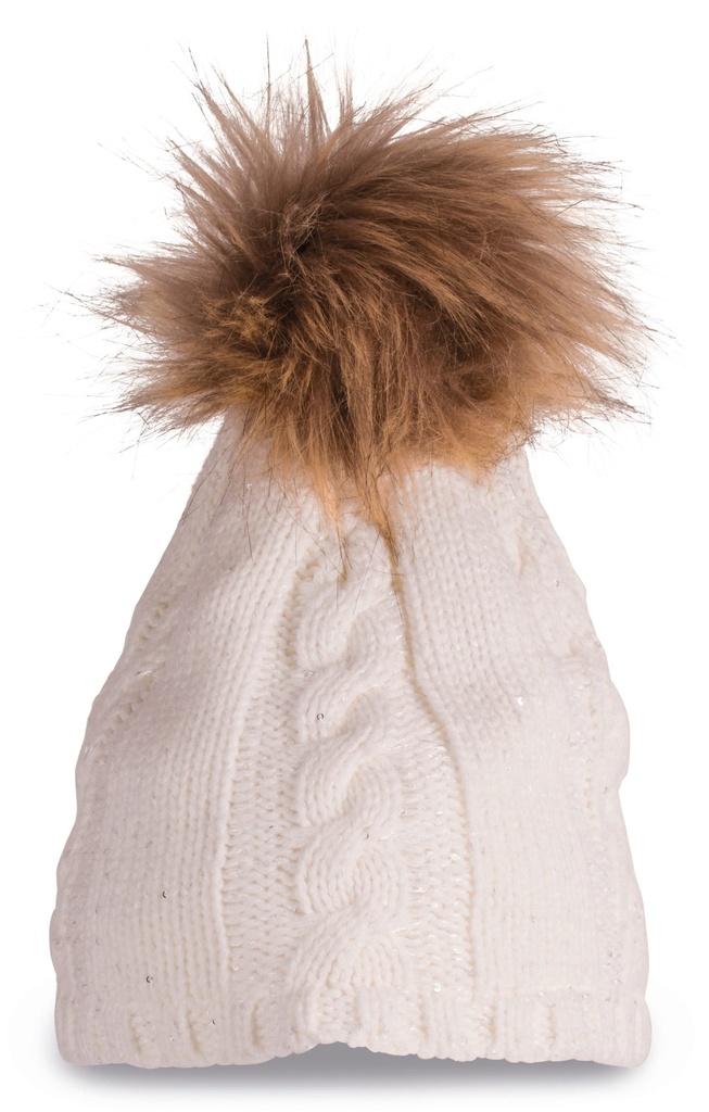 [KP537-Black-OneSize] KP537 - Bonnet à pompon - Black